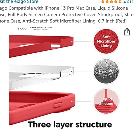 iPhone 13 Pro Max Case, Liquid Silicone Case RED - Picture 3 of 12